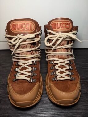 Gucci GG Monogram Brown flashtrek boots, AUTHENTIC.
